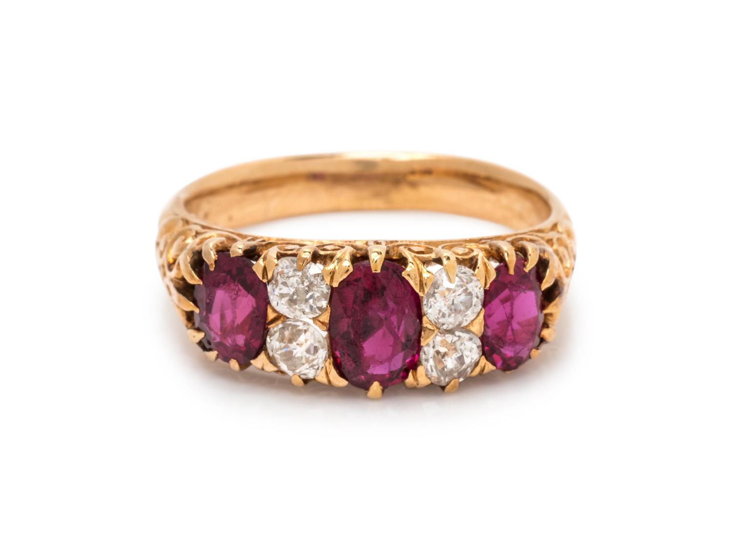DIAMOND AND SYNTHETIC RUBY RING