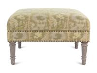 A White Painted Upholstered and Nailhead-Decorated Ottoman