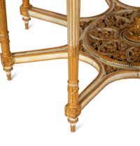 A Louis XVI Style Painted and Parcel Gilt Marble-Top Octagonal Center Table