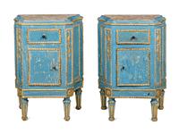 A Pair of North Italian Painted and Parcel-Gilt Side Cabinets
