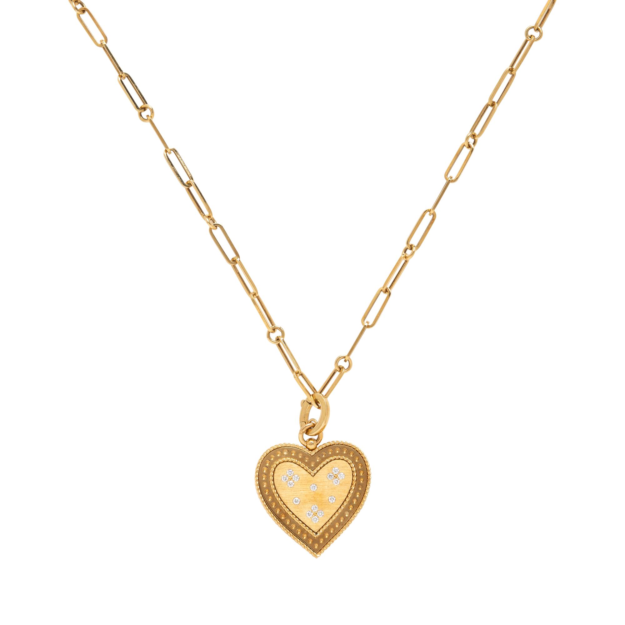 Roberto Coin, Yellow Gold and Diamond Heart Pendant Necklace