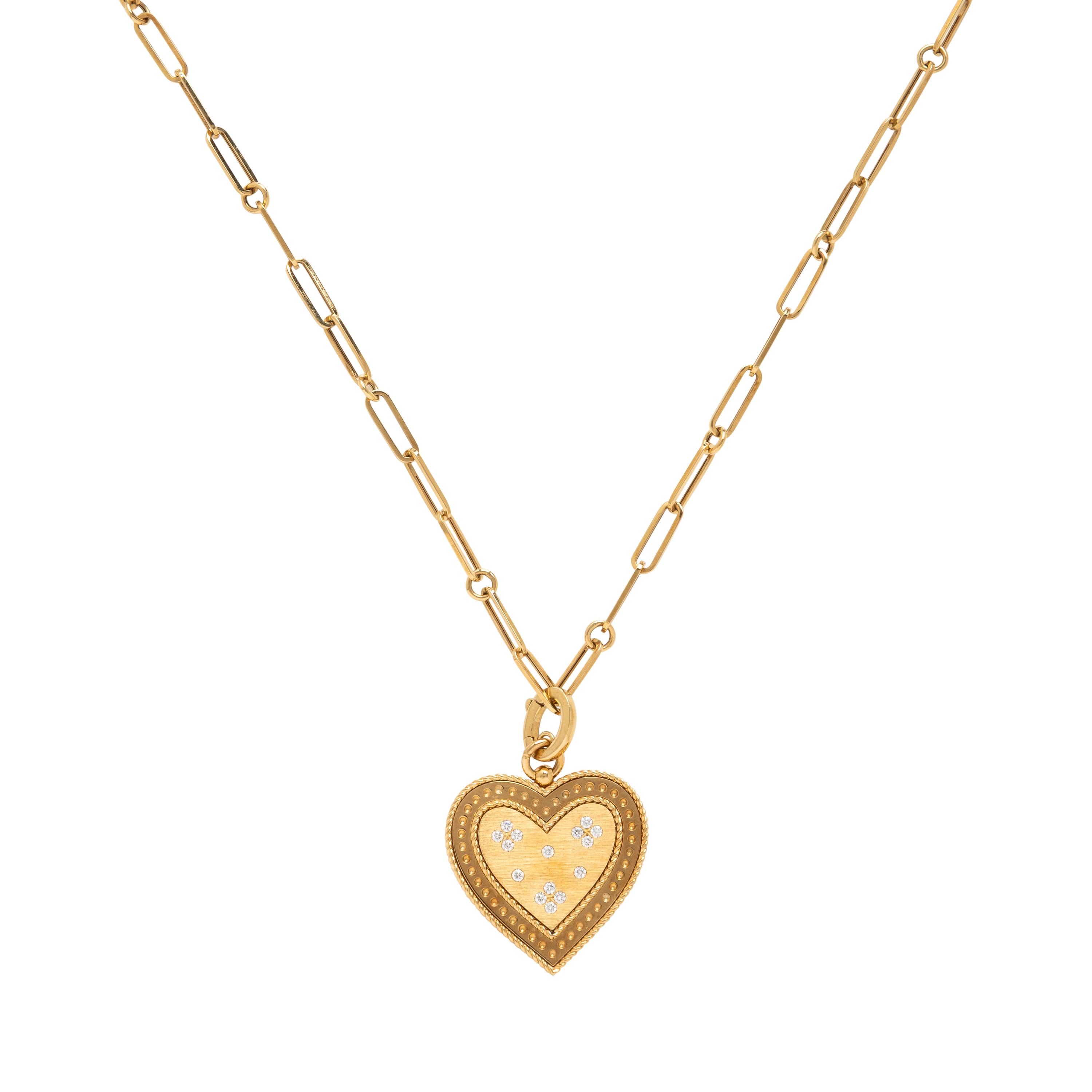Roberto Coin, Yellow Gold and Diamond Heart Pendant Necklace