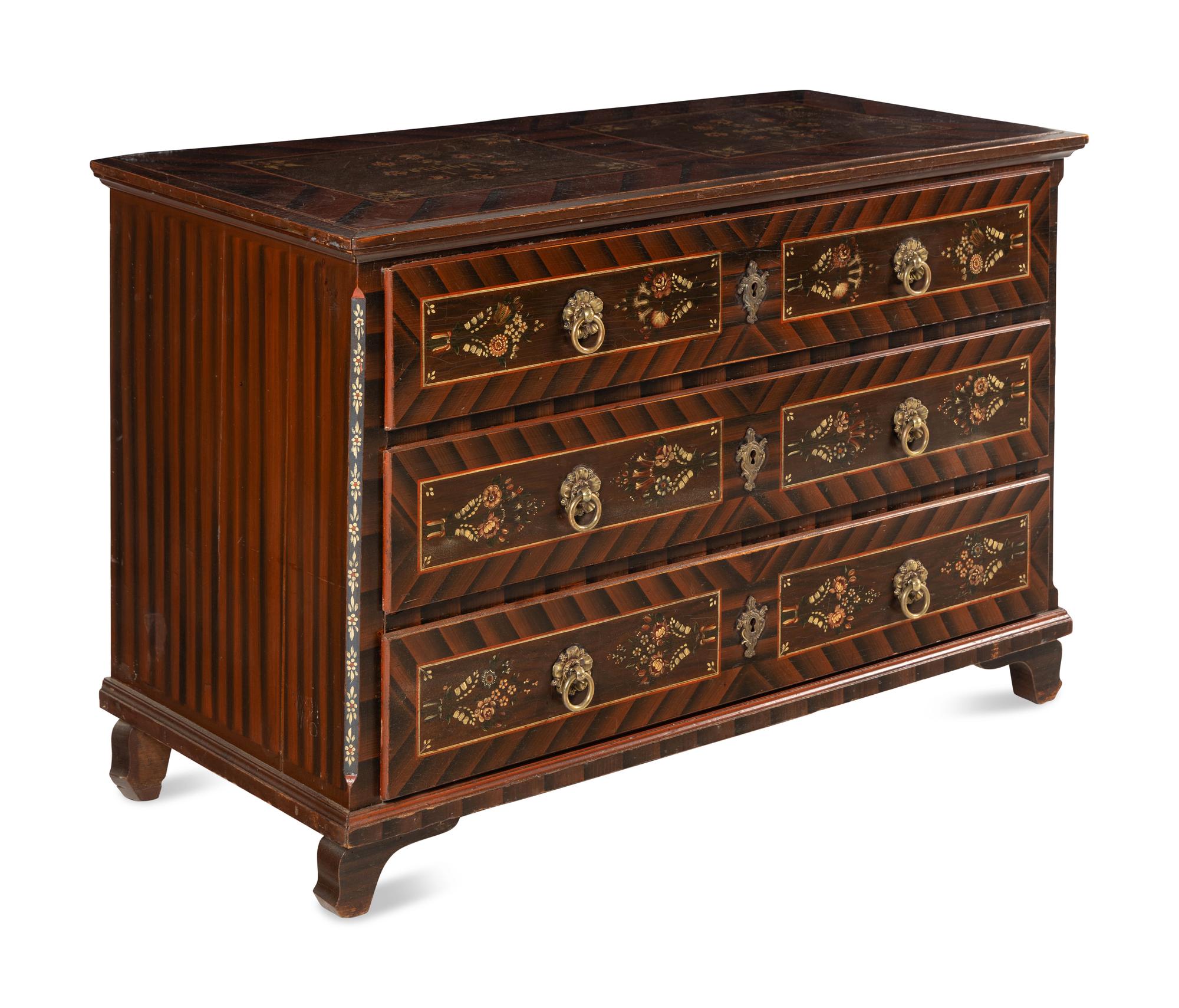 A North European Painted Chest of Drawers