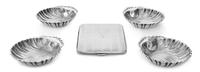 A Collection of Five American Silver Articles, Various Makers, comprising a monogrammed case of rectangular form, together with four sh