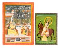 Seven Mughal Paintings Largest 19 1/2 x 14 inches (image).