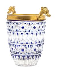 A Gilt Bronze Mounted Cut-to-Clear Glass Vase