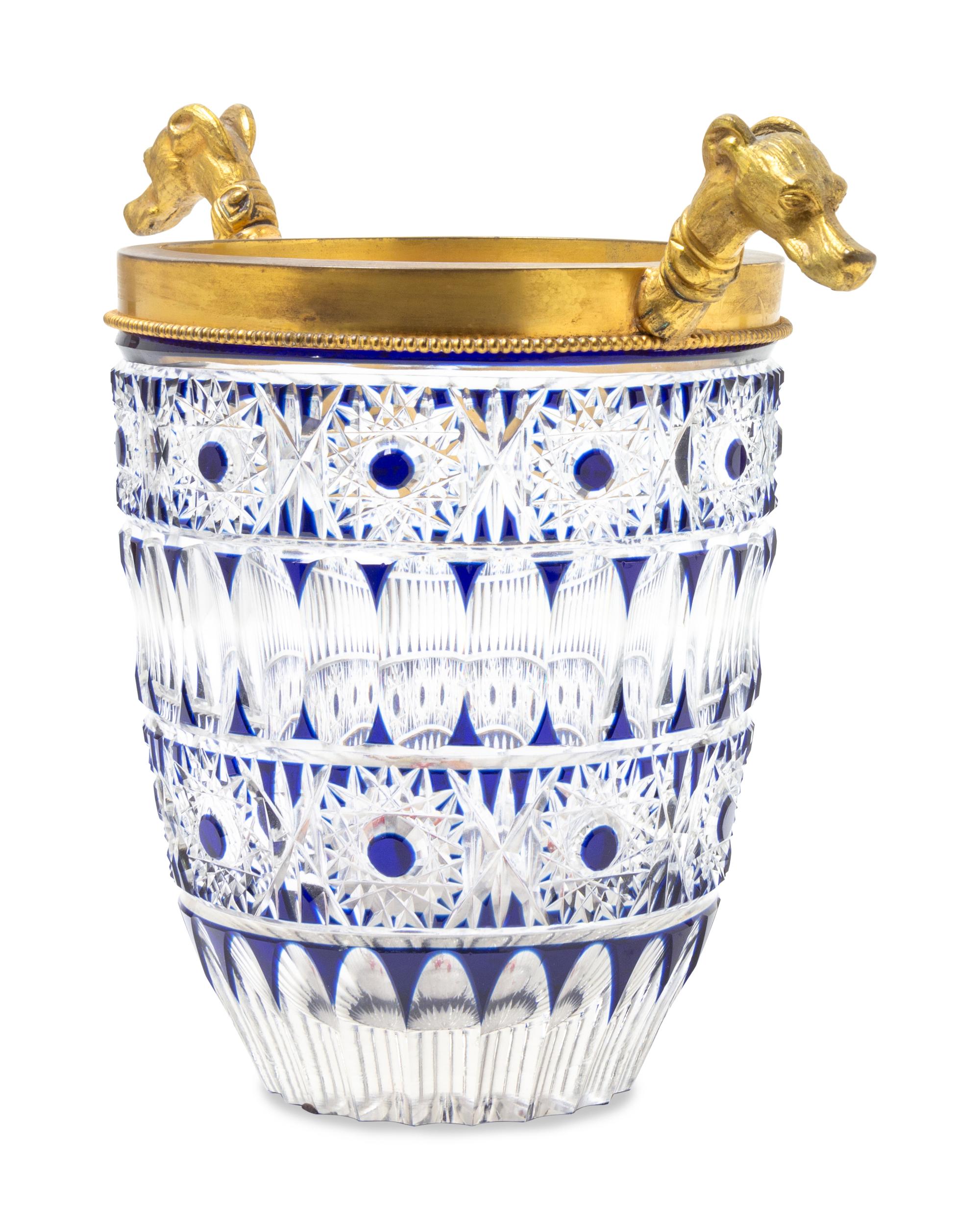 A Gilt Bronze Mounted Cut-to-Clear Glass Vase