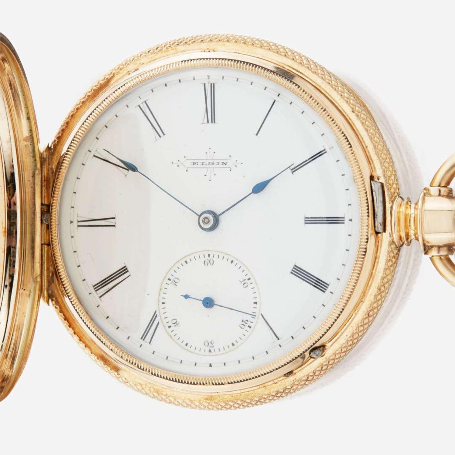 A tricolor hunting case gold pocket watch, Elgin American, C.1878