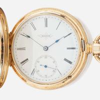 A tricolor hunting case gold pocket watch, Elgin American, C.1878