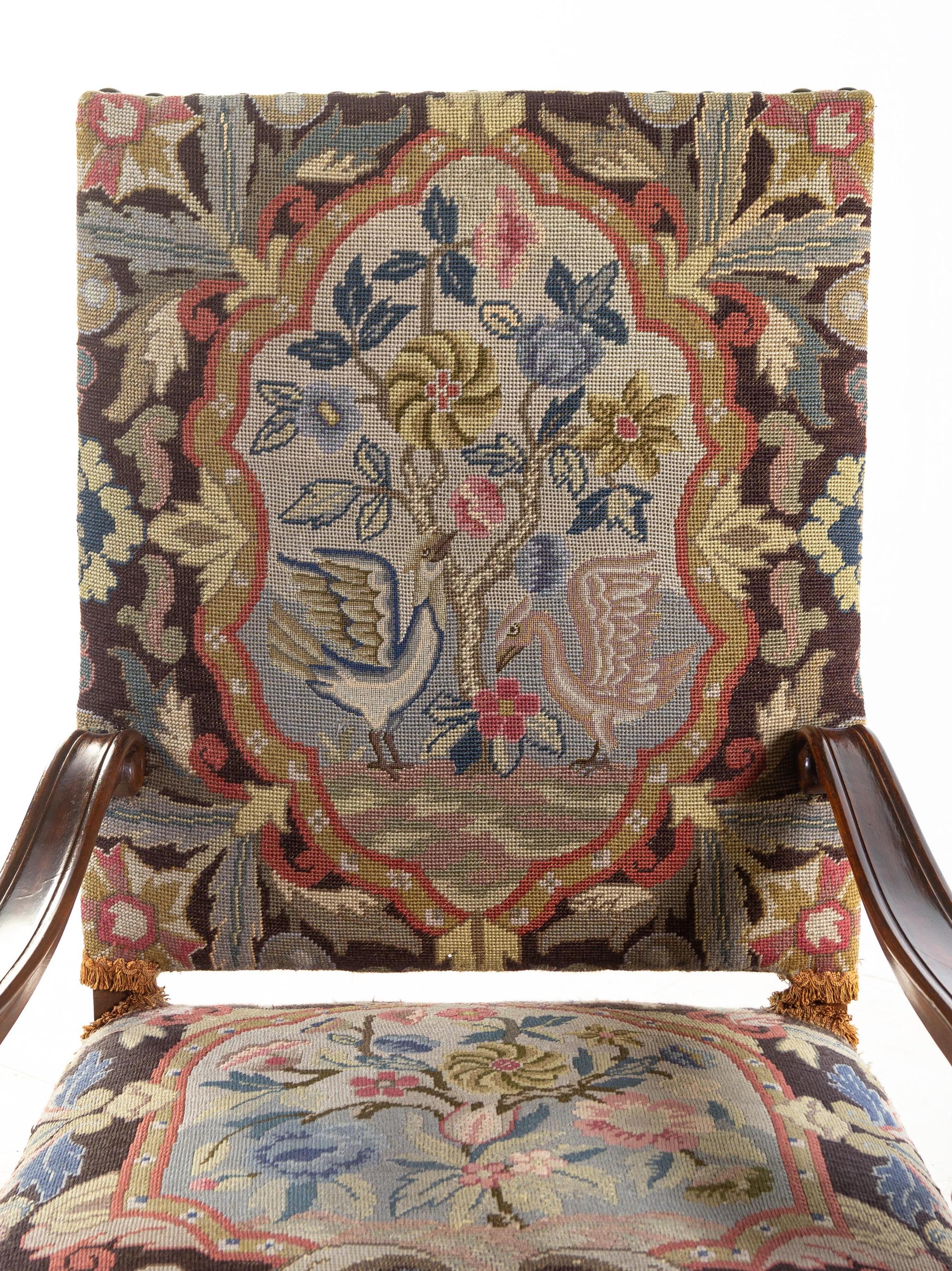 A Pair of Renaissance Revival Walnut Armchairs