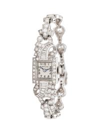 HAMILTON, PLATINUM AND DIAMOND WATCH