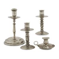 Group of four Spanish Colonial silver candlesticks South American, 17th/18th century
