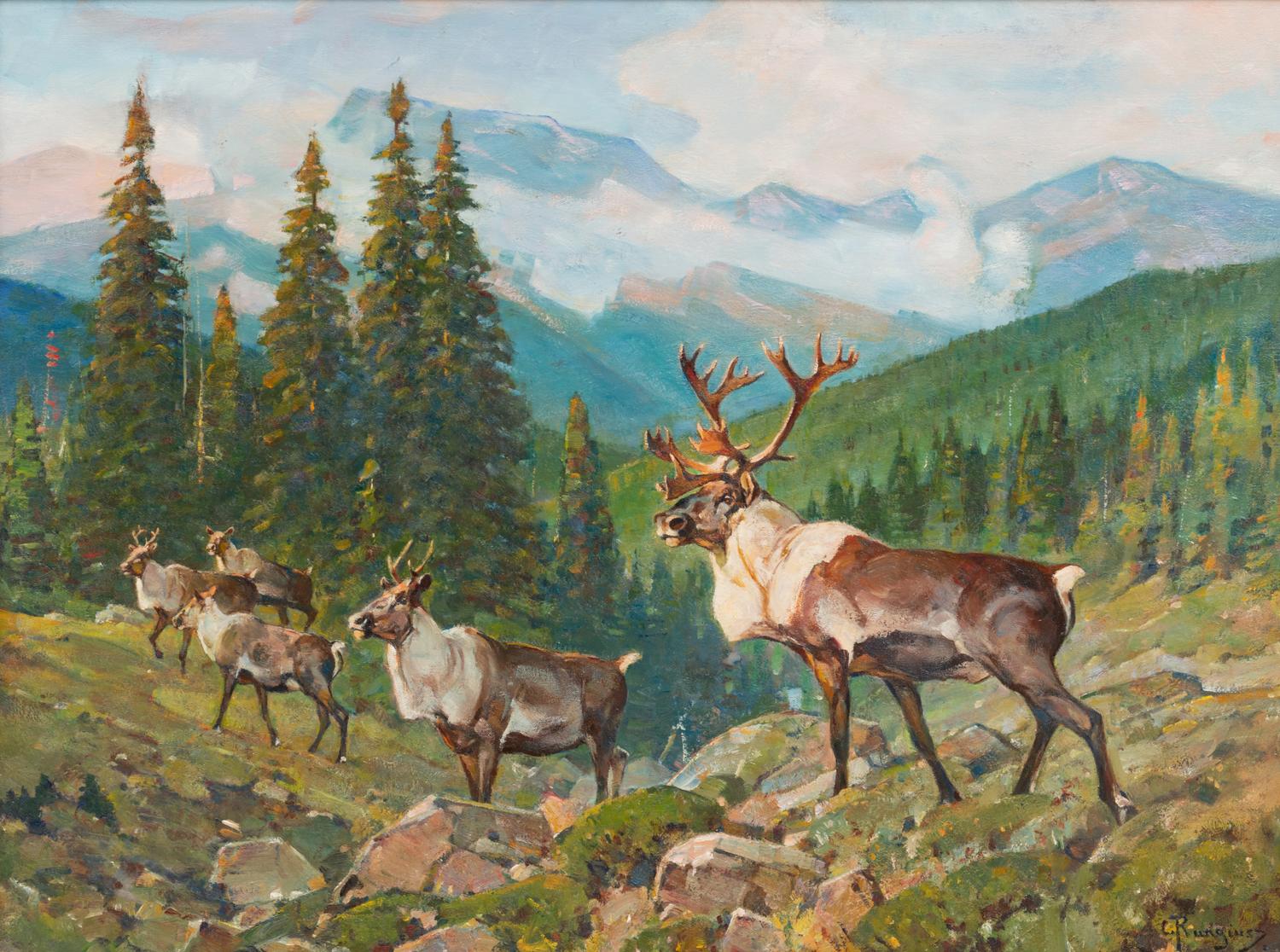Carl Clemens Moritz Rungius (American, 1869-1959) Mountain Caribou