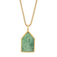 YELLOW GOLD AND AVENTURINE QUARTZ PENDANT/NECKLACE