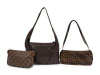 Three Designer Bags: Two Bottega Veneta, One Louis Vuitton, 1980-90s