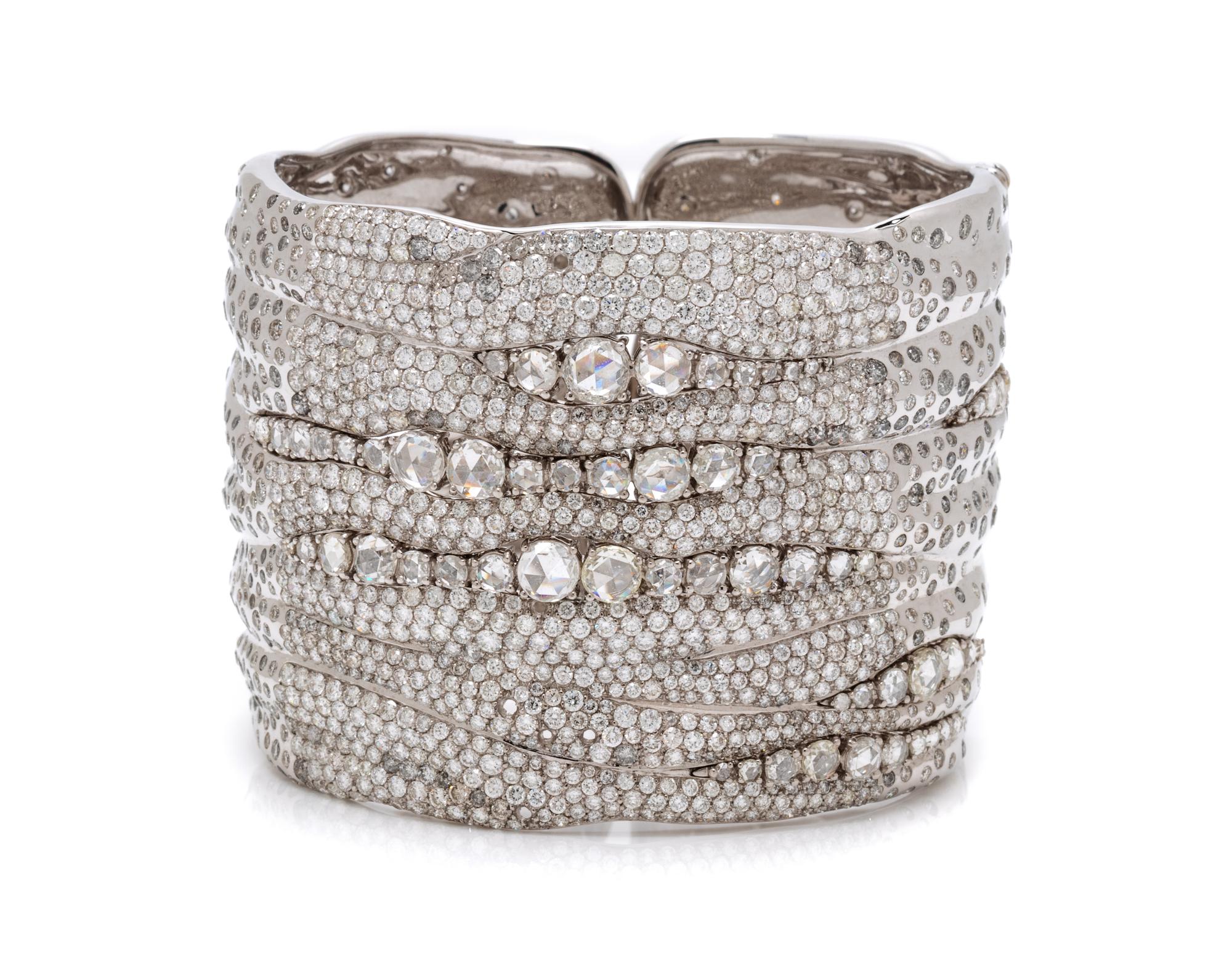 An 18 Karat White Gold and Diamond Cuff Bracelet, Etho Maria, 58.40 dwts.