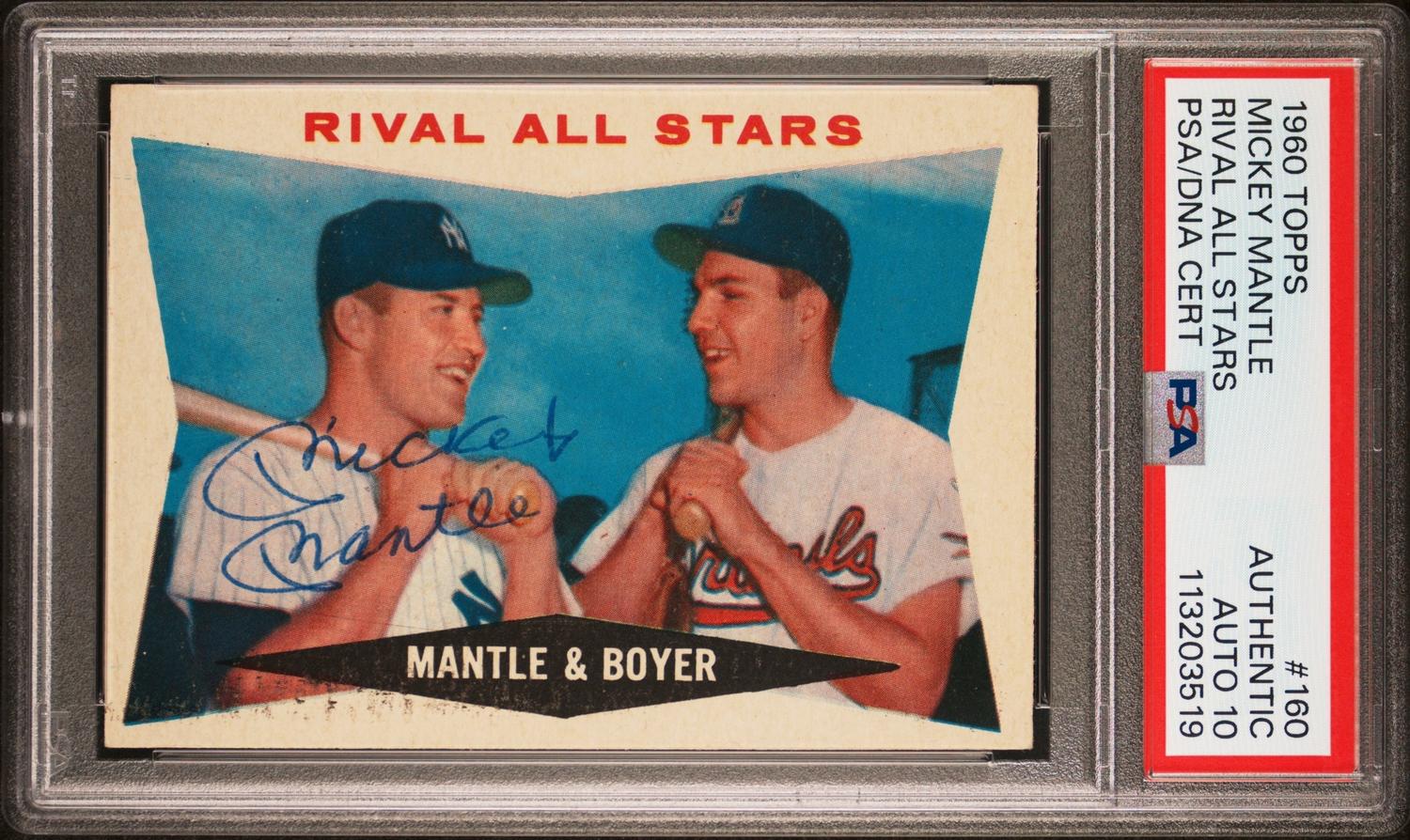 A 1960 Topps Mickey Mantle Signed Autograph Baseball Card No. 160 (PSA 10 AUTO)