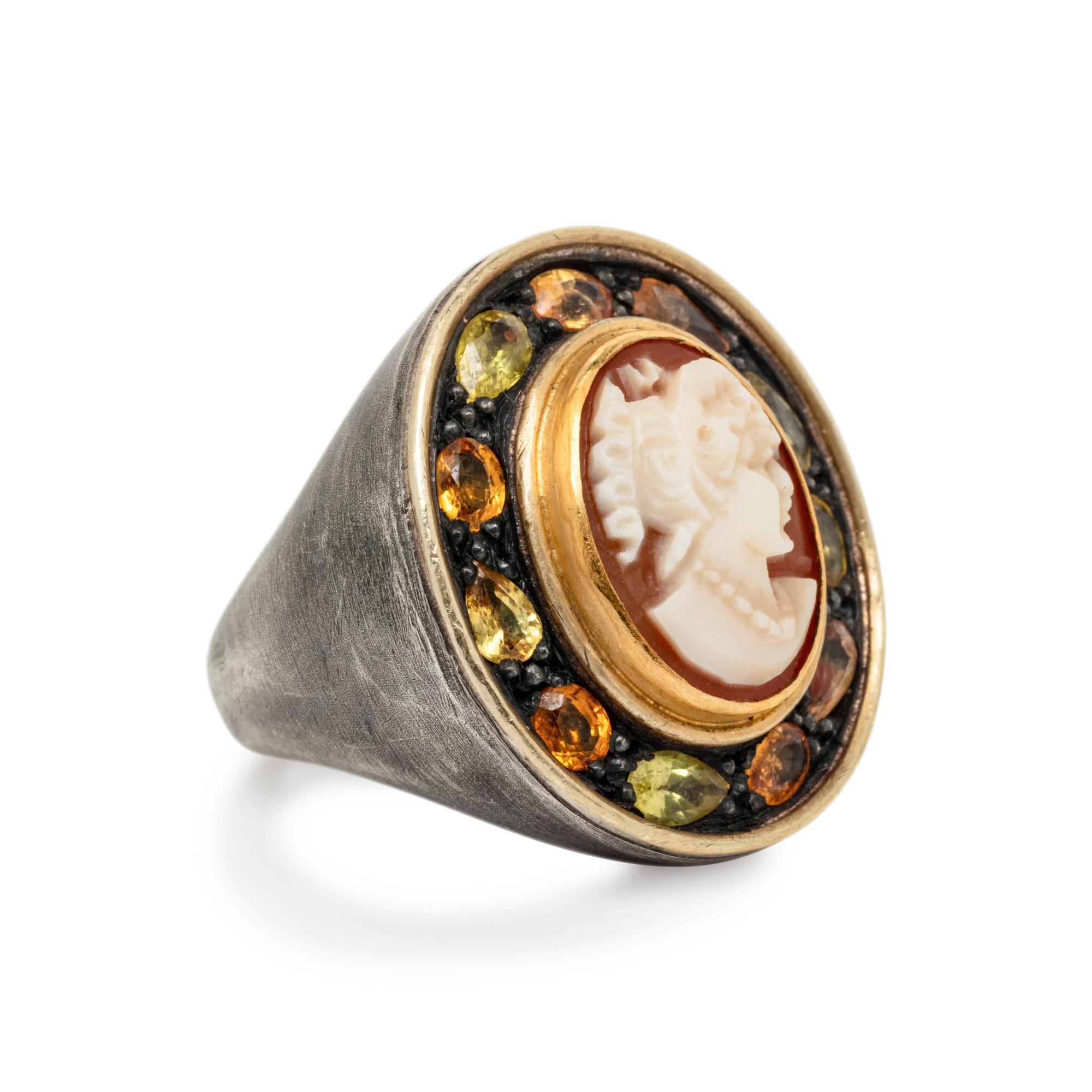 LIKA BEHAR, CAMEO AND YELLOW SAPPHIRE RING