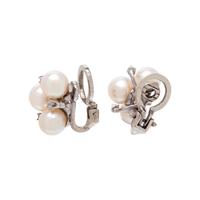 CULTURED PEARL AND DIAMOND EARCLIPS