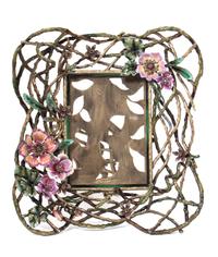 A Jay Strongwater Floral Frame Height 12 1/4 x 11 1/2 inches. — SECOND HALF 20TH CENTURY