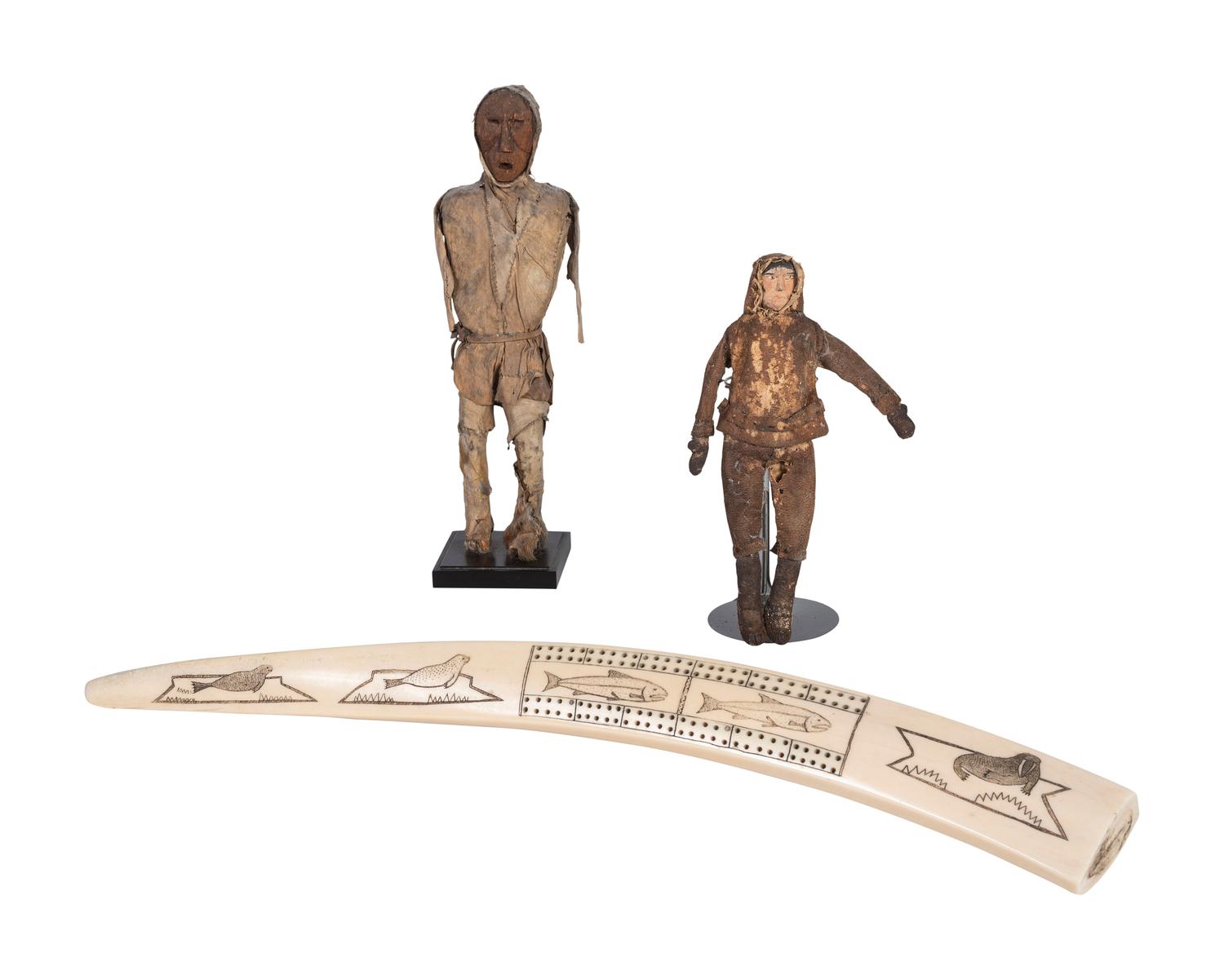 Alaskan Decorated Cribbage Board, and Iñupiat Dolls