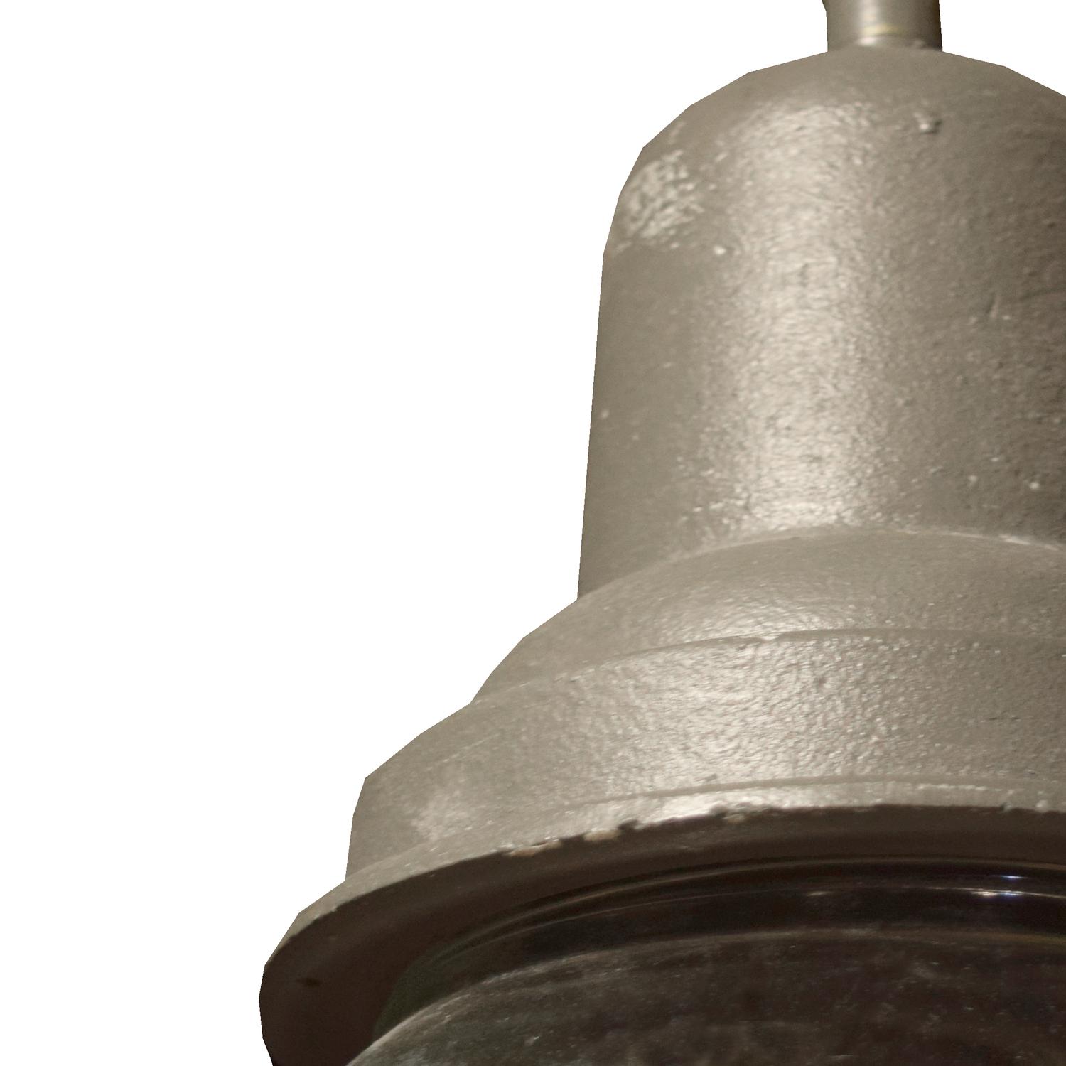 An Industrial Glass and Metal Light Fixture 8" W x 8" W x 16" H — United States, Circa 1940