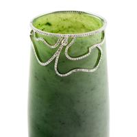 A Nephrite, Platinum and Diamond Mounted Vase