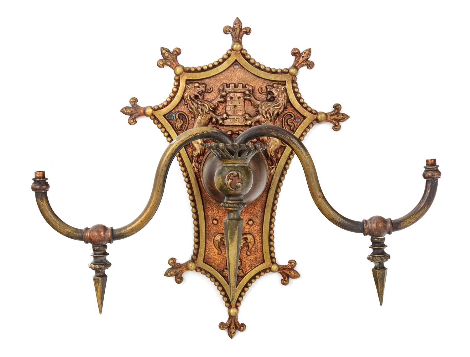 A Columbus Memorial Building Brass and Bronze Wall Sconce Height 13 3/4 inches. — LATE 19TH CENTURY