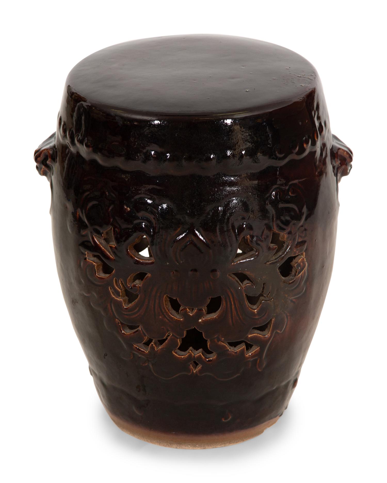 A Chinese Brown Glazed Ceramic Garden Seat — 20th Century