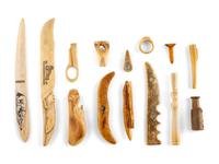 Collection of Iñupiat Kayak Toggles, Charms, and Other Assorted Objects