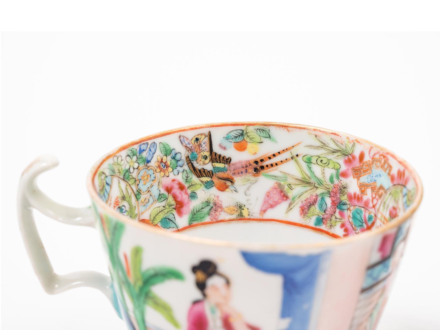 Six Chinese Export Canton Famille Rose Porcelain Cups