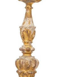 A Group of Five Italian Carved Giltwood Pricket Sticks