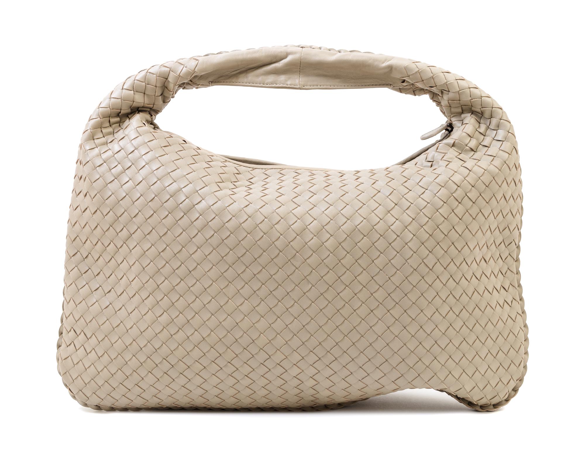 A Bottega Veneta Taupe Intrecciato Large Hobo Bag, 18" x 12" x 1.5"; Strap drop: 6".