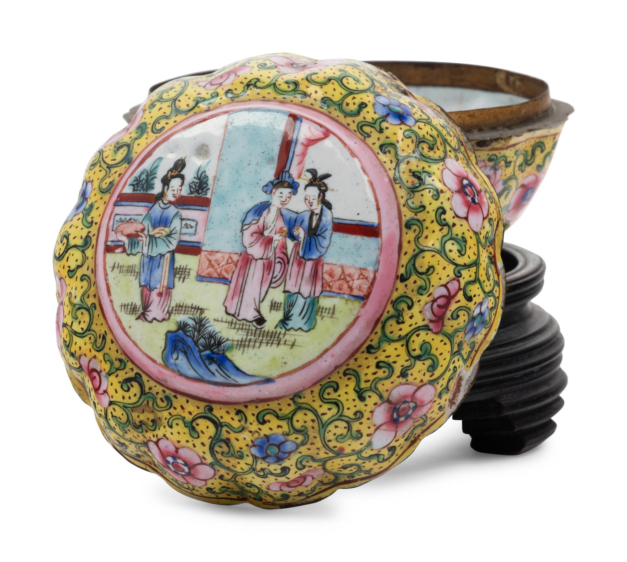 13 Chinese Enamel on Metal and Porcelain Boxes