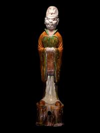 A Pair of Sancai Glazed Pottery Figures of Standing Officials