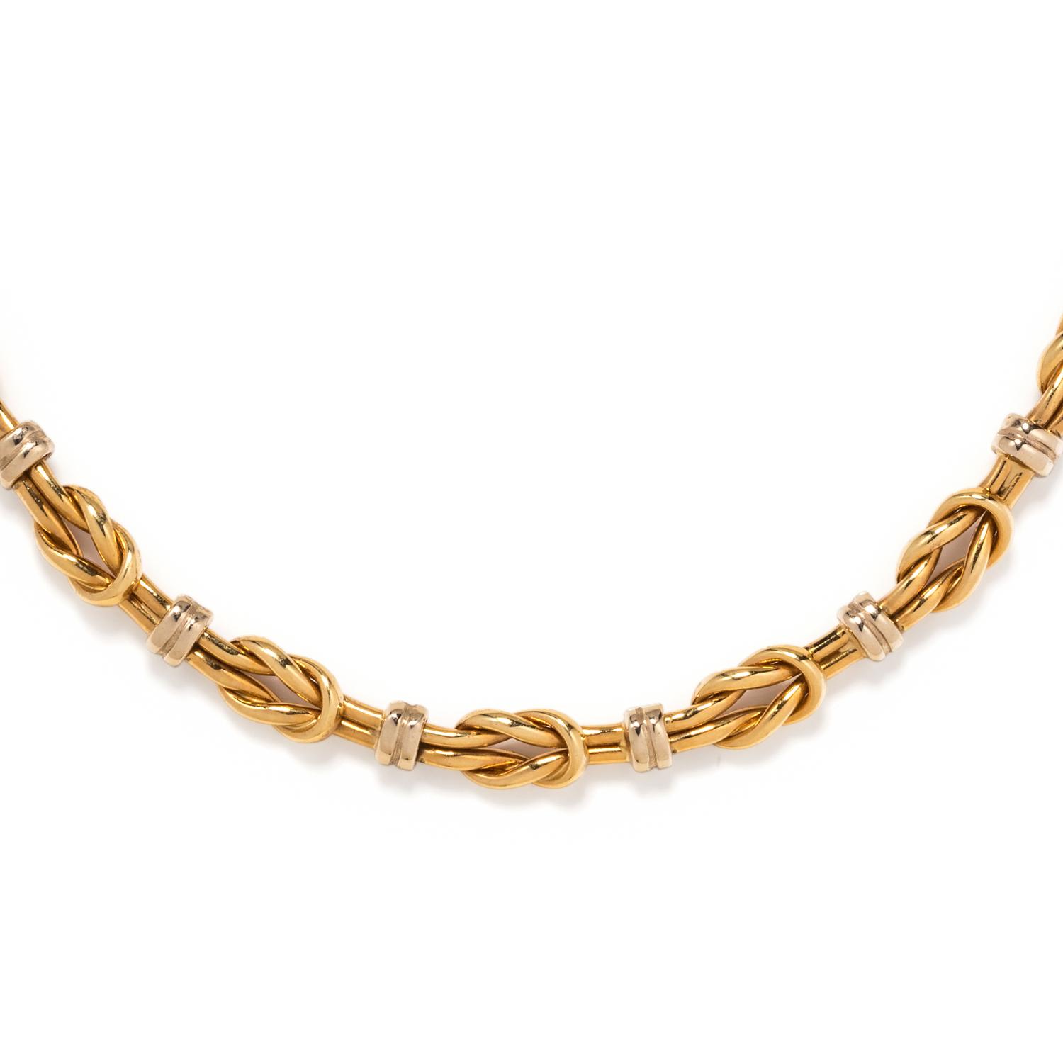 ROBERTO COIN, BICOLOR GOLD 'REEF KNOT' COLLAR NECKLACE