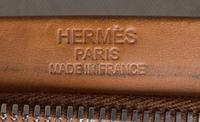 An Hermes Ecru Canvas and Fawn Barenia Calfskin Caleche-Express Suitcase, 14" x 21.5" x 10".