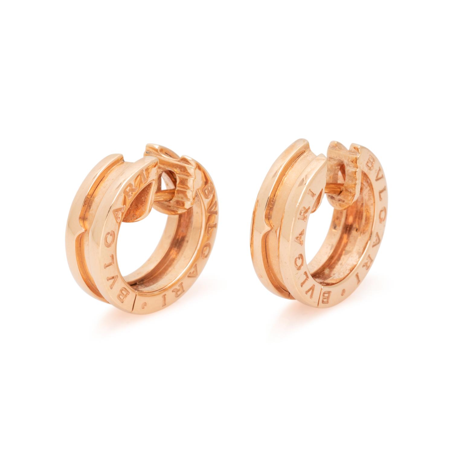 BVLGARI, ROSE GOLD 'B.ZERO 1' HUGGIE EARRINGS
