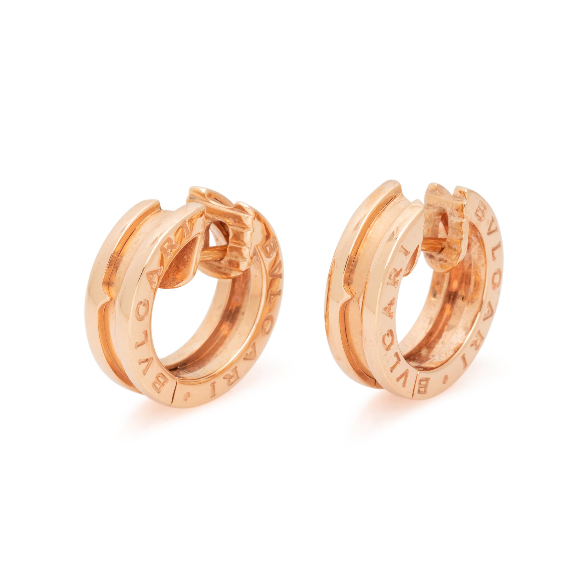 BVLGARI, ROSE GOLD 'B.ZERO 1' HUGGIE EARRINGS