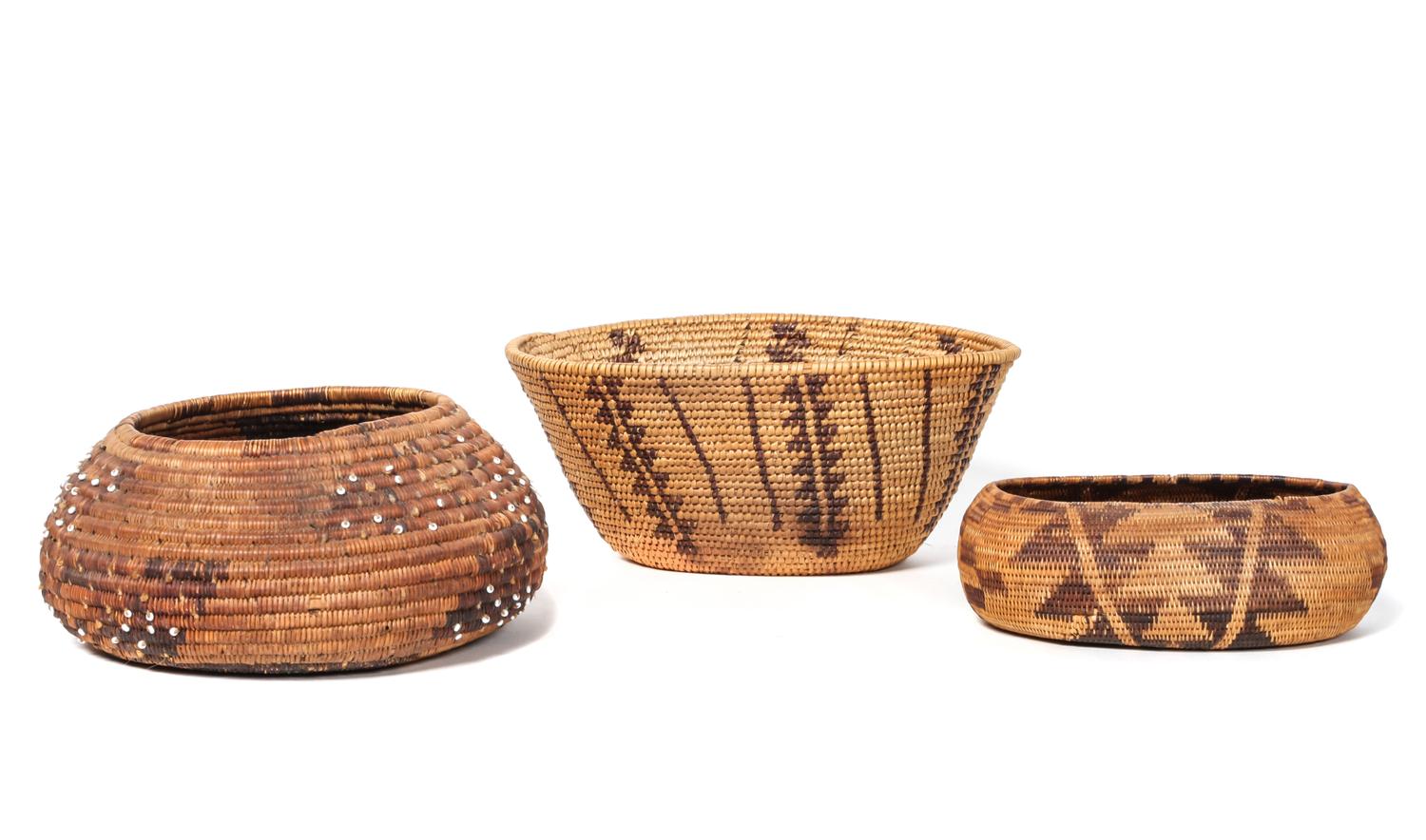 Two Pomo Baskets Diameter of larger 5 1/2 inches