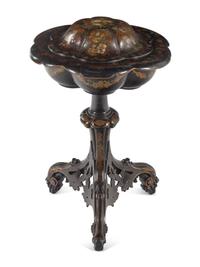 A Victorian Papier-Mâché Lacquered Sewing Table