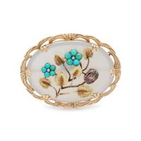 ANTIQUE, YELLOW GOLD AND MULTIGEM BROOCH