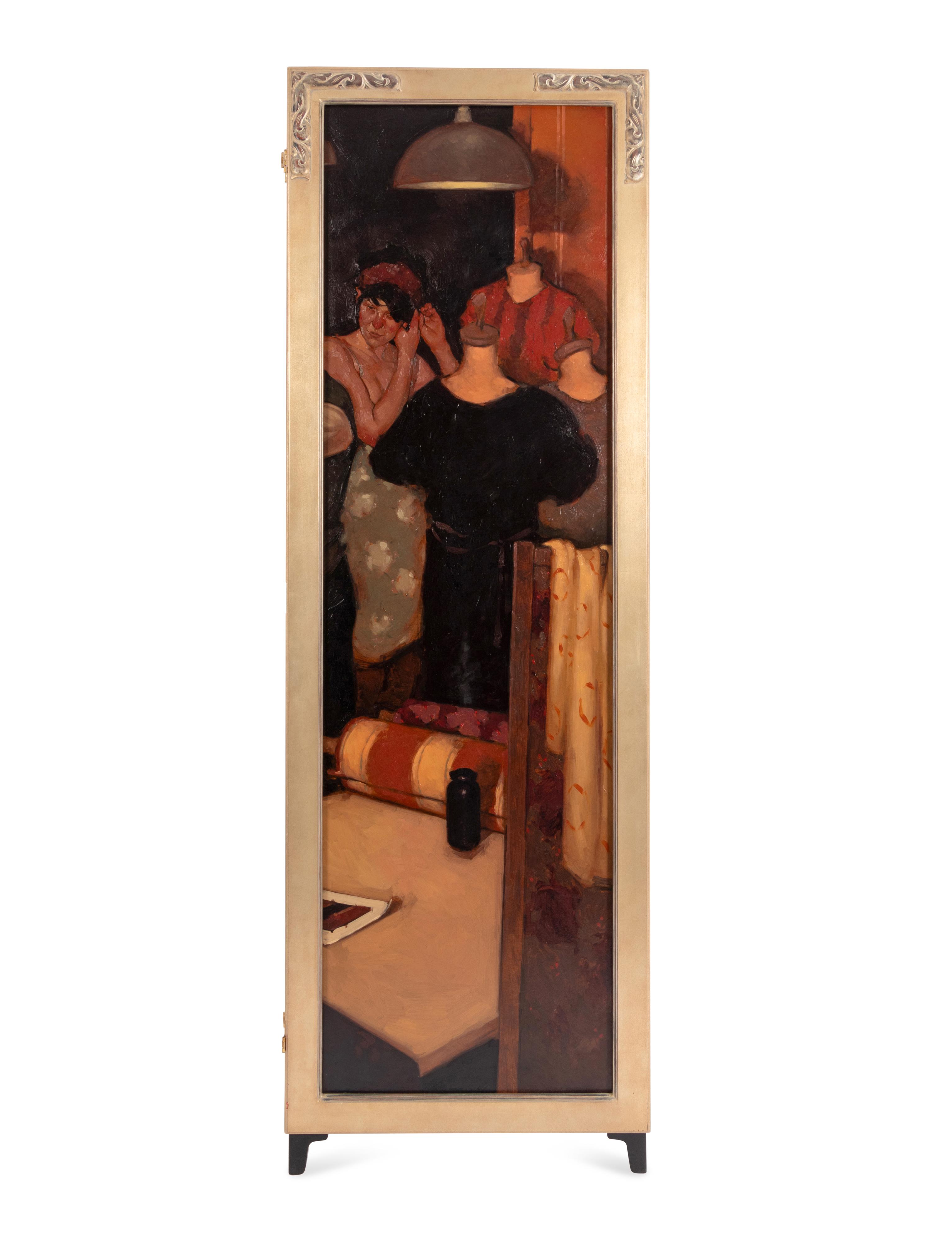 Joseph Lorusso (American, b. 1966) — Getting Fitted (Three-Panel Screen)