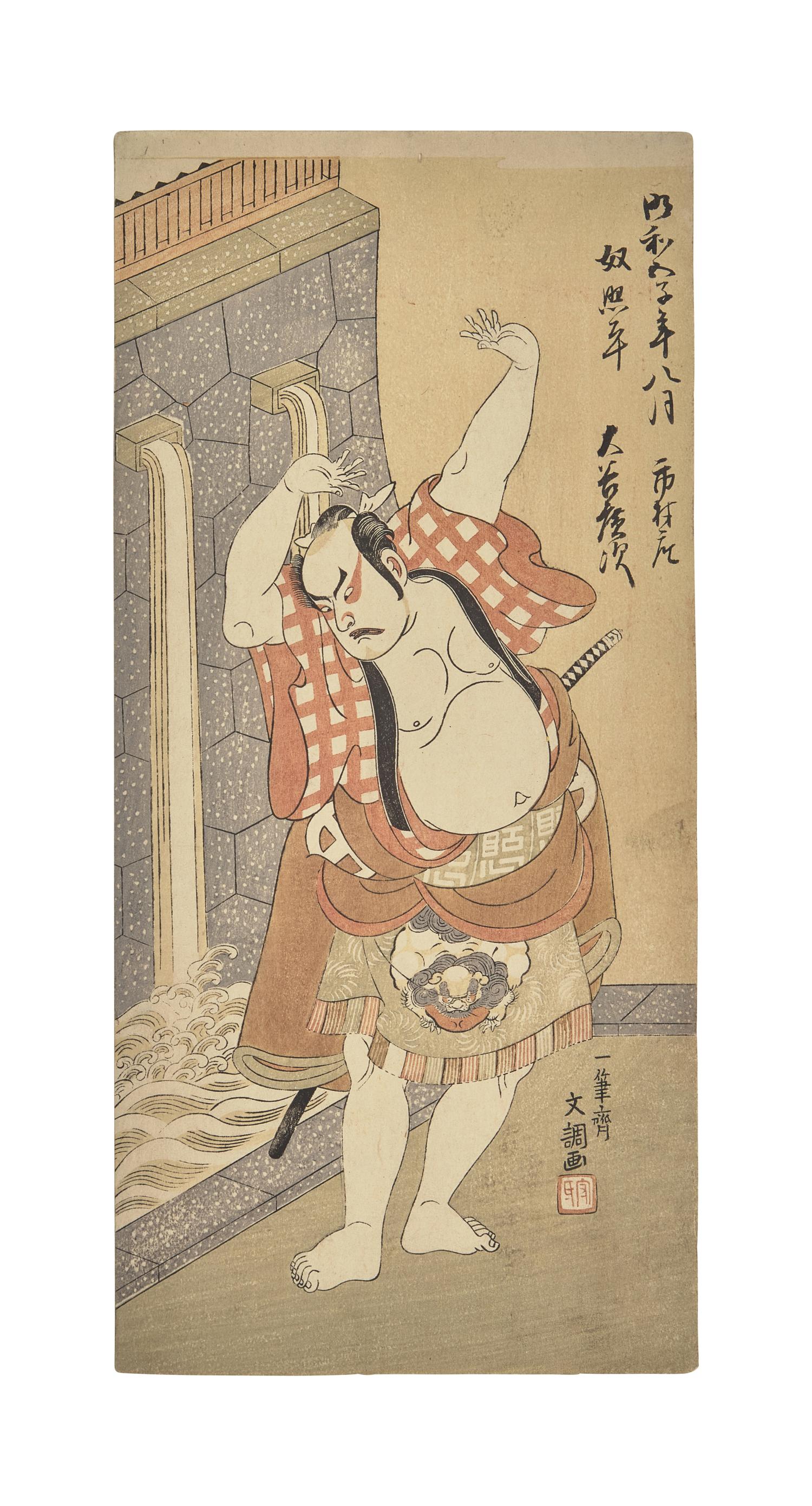 Six 18th and early 19th Century Japanese Woodblock Prints Depicting Actors