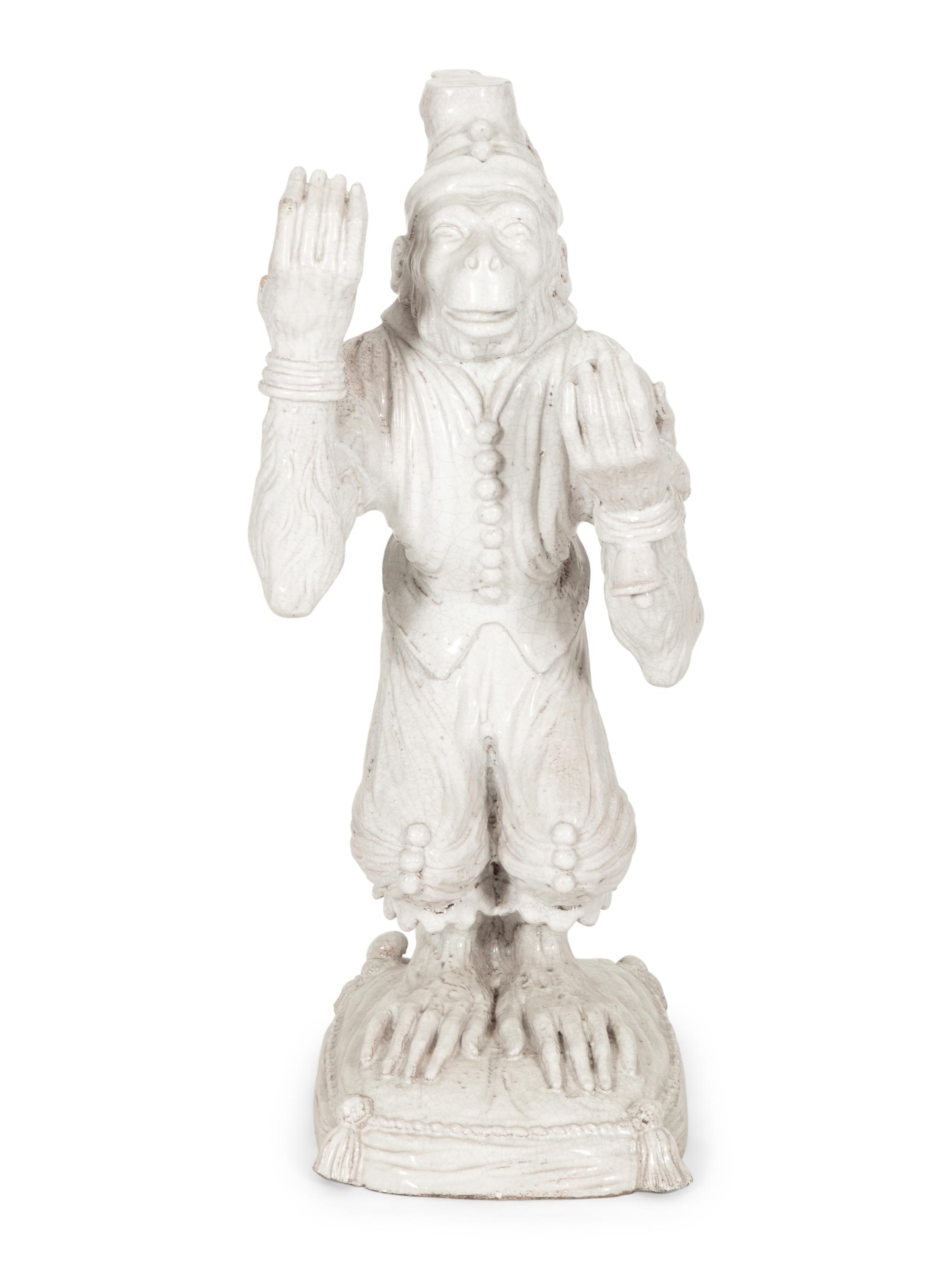 An Italian Glazed Terra Cotta Monkey Sculpture