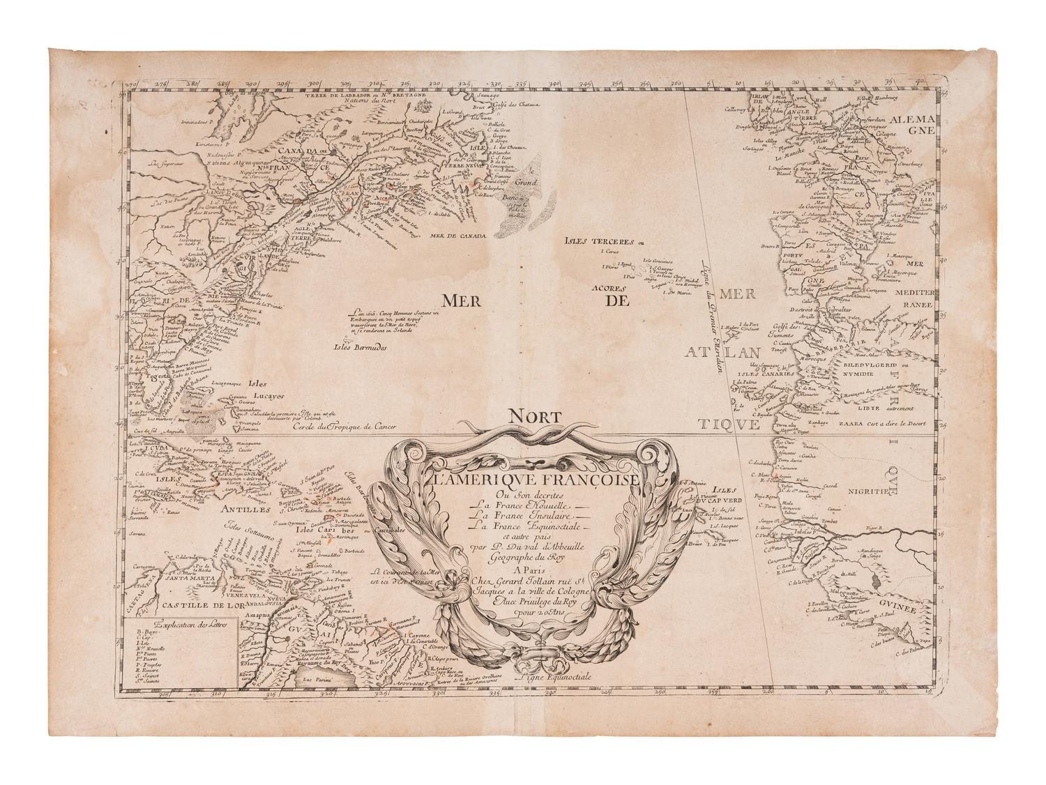 DUVAL, Pierre and Gérard JOLLAIN. L'Amérique françoise où son Décrites La France nouvelle ... Paris, ca 1665.