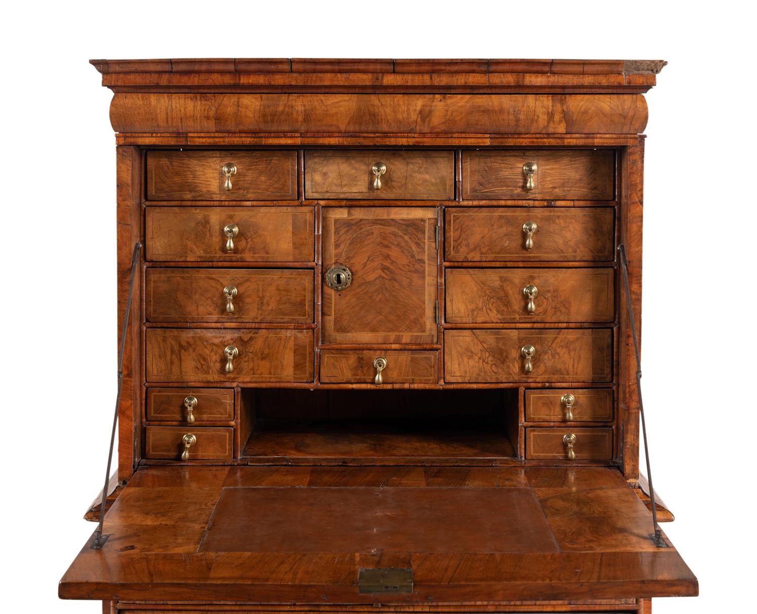 A Queen Anne Walnut Fall-Front Bureau