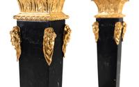 A Pair of Gilt Metal Mounted Marble Pedestals
