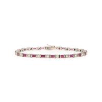 Diamond and Synthetic Ruby White Gold Necklace and Bracelet