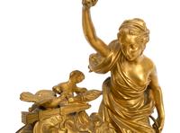 A Napoleon III Marble and Gilt Bronze Mounted Mantel Clock